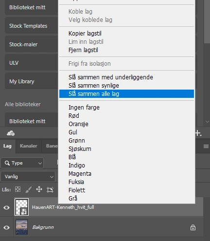 Nybegynner guide i Adobe Photoshop - Slå sammen alle lag