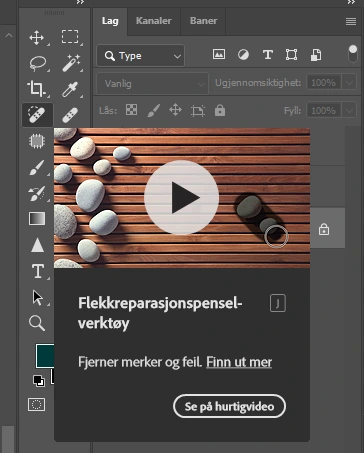 Nybegynner guide i Adobe Photoshop - Hvordan bruke flekkfjerningsverktøyet